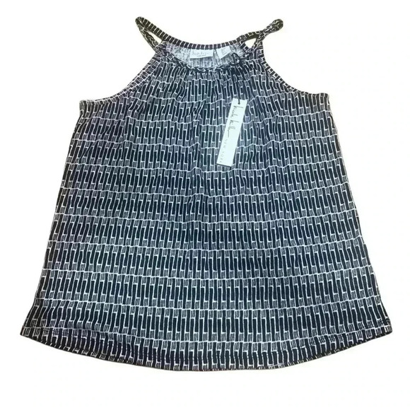 Nicole Miller 100% Linen Geometric Tank Black and White NWT Size Small - Picture 3 of 3